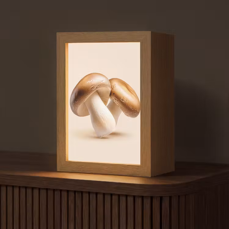 Champignons - Zacht - Beige Light Box met kabel (Tafellamp) klein -z3d_website