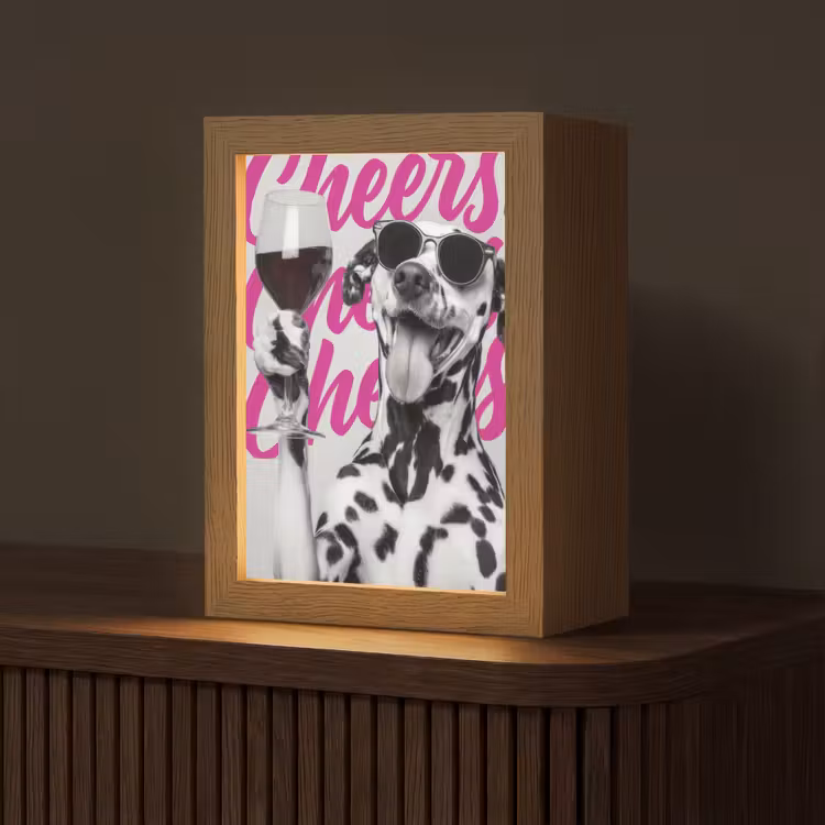 Cheers - Hond - Roze - Wijn Light Box met kabel (Tafellamp) klein -z3d_website