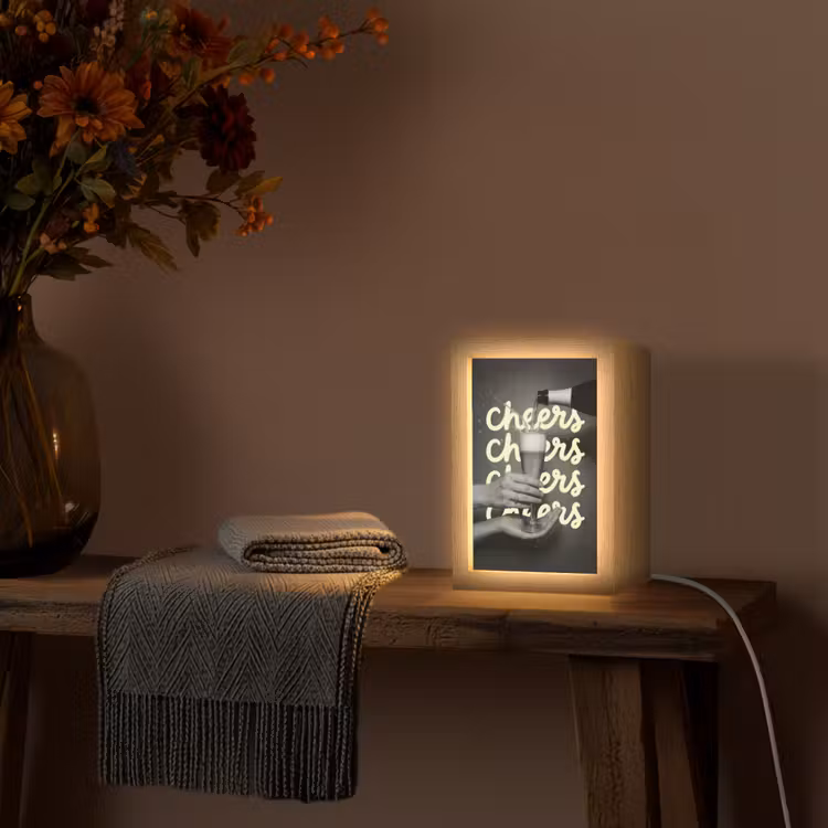 Cheers - Wijn - Zwart - Wit Light Box met kabel (Tafellamp) klein -sfeer4