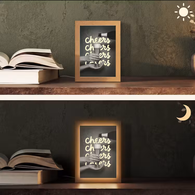Cheers - Wijn - Zwart - Wit Light Box met kabel (Tafellamp) klein -sfeer3