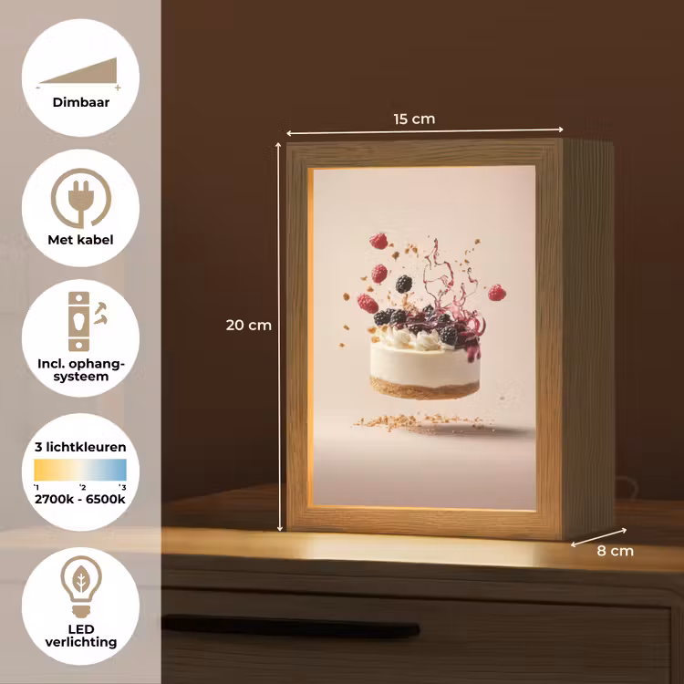 Cheesecake - Eten - Roze - Taart Light Box met kabel (Tafellamp) klein -USP_NL