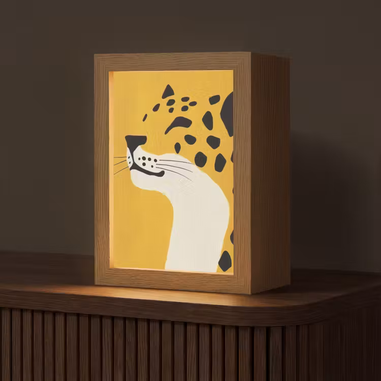 Cheetah - Illustratie - Geel Light Box met kabel (Tafellamp) klein -z3d_website