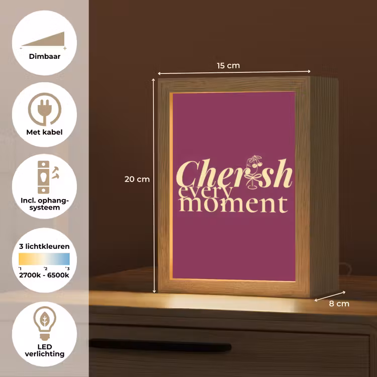 Cherish every moment - Cocktailglas - Bordeaux Light Box met kabel (Tafellamp) klein -USP_NL