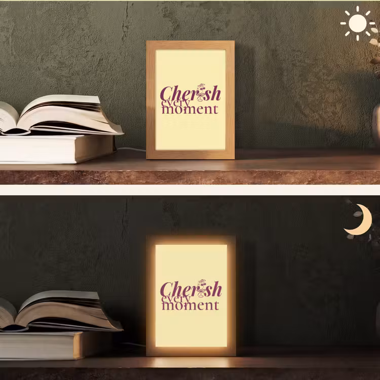 Cherish every moment - Cocktailglas - Geel Light Box met kabel (Tafellamp) klein -sfeer3