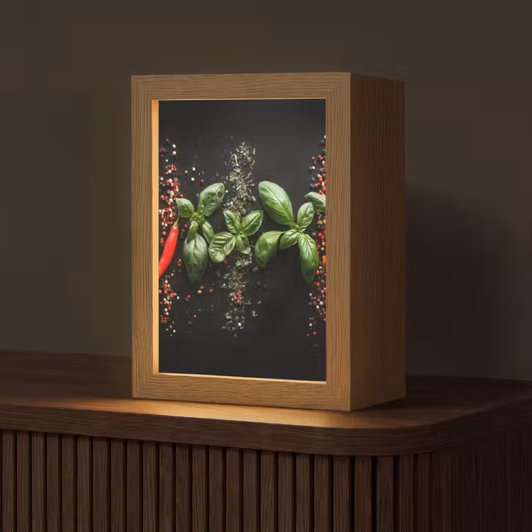 Chilipepers - Basilicum - Blaadjes - Rood Light Box met kabel (Tafellamp) klein -z3d_website