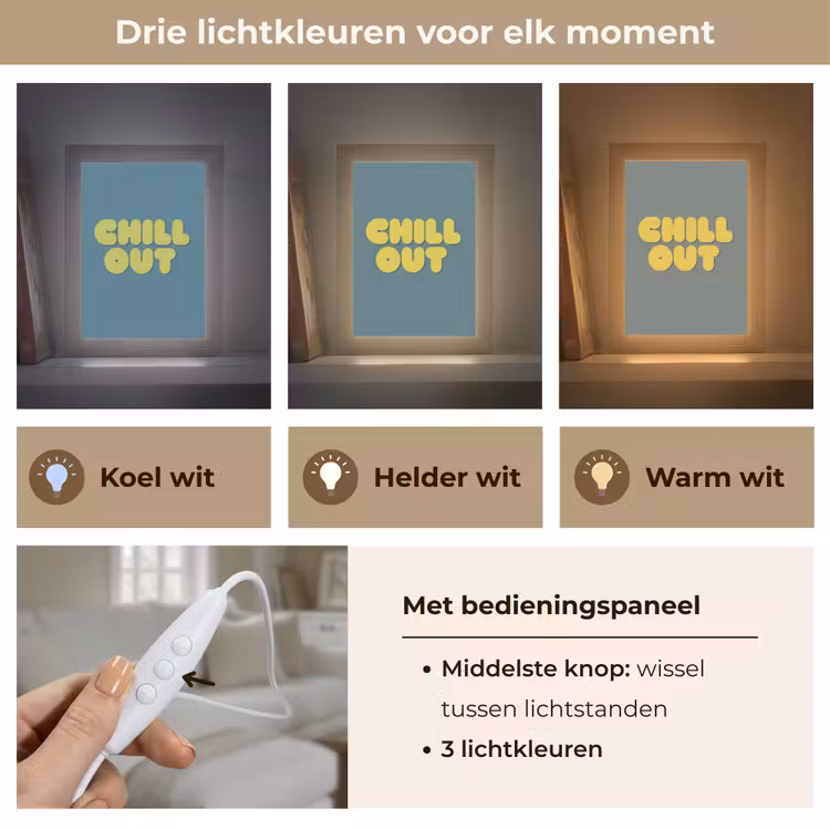 Chill out - Geel - Blauw Light Box met kabel (Tafellamp) klein -USP_lichtkleurNL
