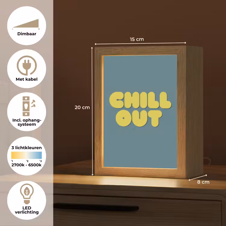 Chill out - Geel - Blauw Light Box met kabel (Tafellamp) klein -USP_NL