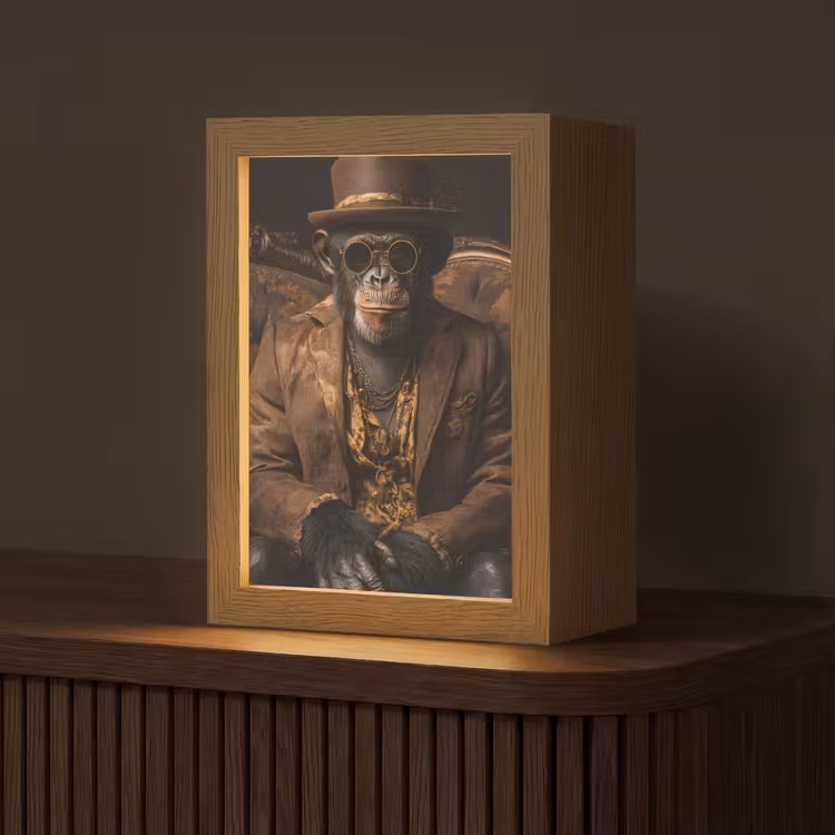 Chimpansee - Stoel - Pak - Bruin Light Box met kabel (Tafellamp) klein -z3d_website