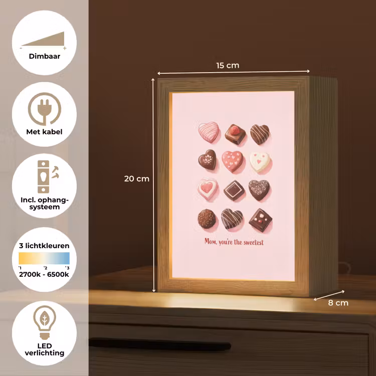 Chocolaatjes - Hartvormig - Liefste Light Box met kabel (Tafellamp) klein -USP_NL