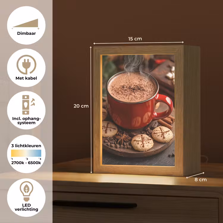Chocolademelk - Mok - Winter - Kerst - Gezelligheid Light Box met kabel (Tafellamp) klein -USP_NL