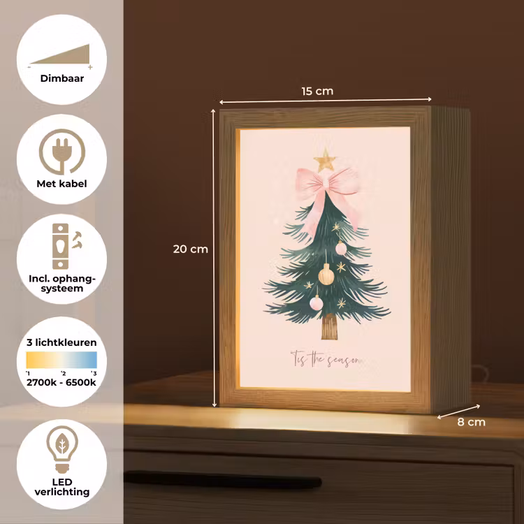 Christmas Season - Kerst - Kerstboom - Roze Light Box met kabel (Tafellamp) klein -USP_NL