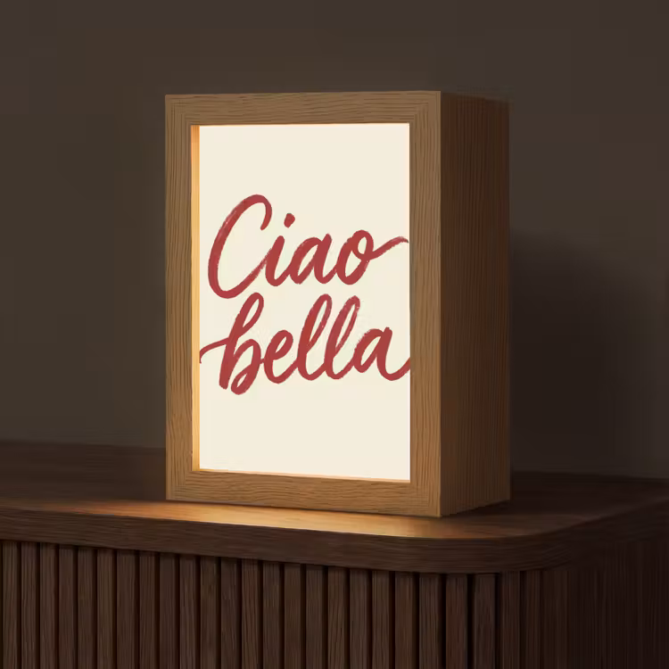 Ciao bella - Rood - Wit - Minimalistisch Light Box met kabel (Tafellamp) klein -z3d_website