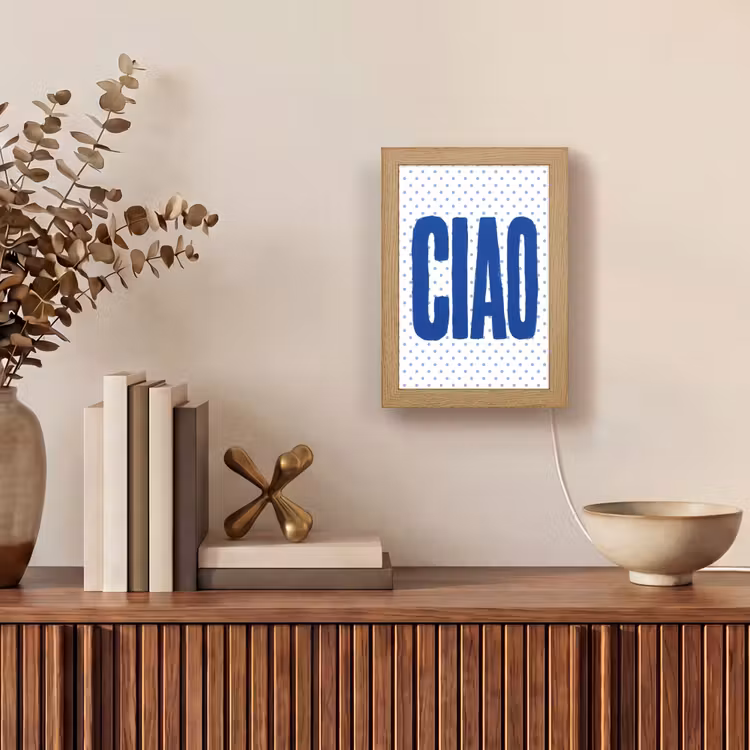 Ciao - Blauw - Stippen Light Box met kabel (Tafellamp) klein -sfeer2