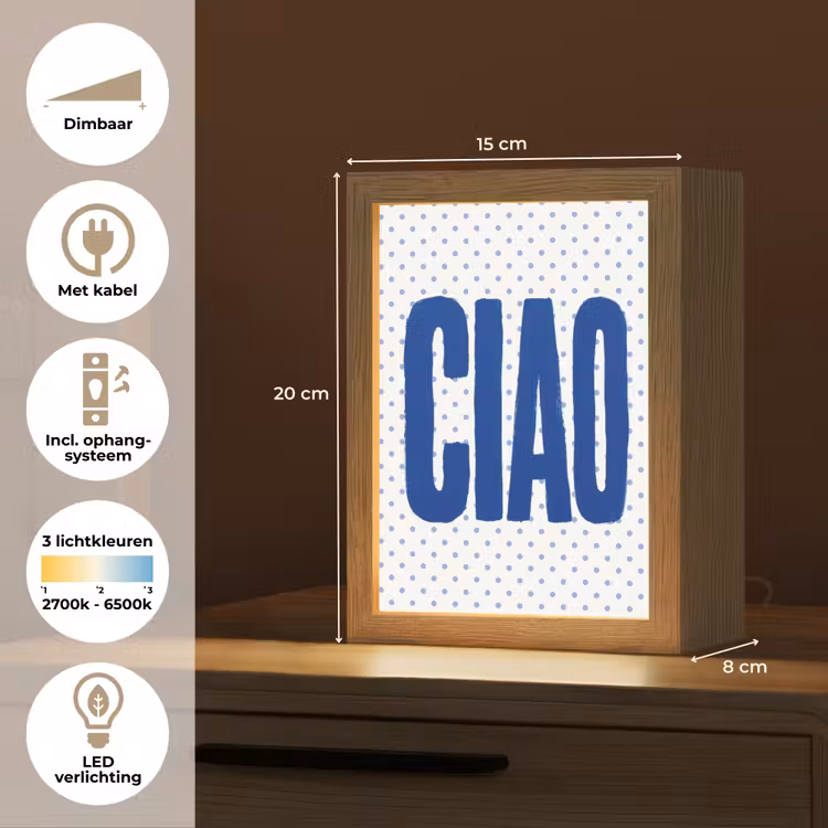 Ciao - Blauw - Stippen Light Box met kabel (Tafellamp) klein -USP_NL