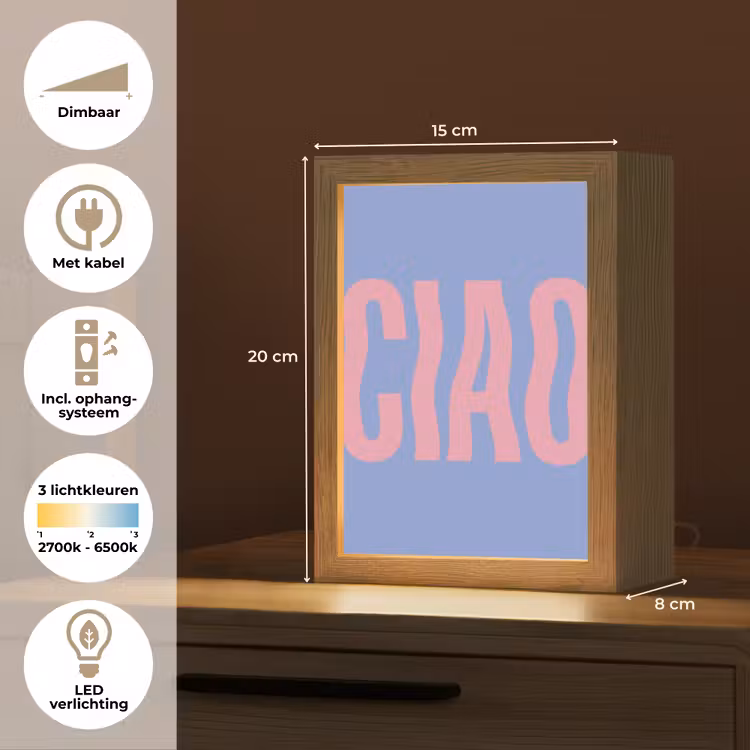 Ciao - Roze - Blauw - Golvend Light Box met kabel (Tafellamp) klein -USP_NL