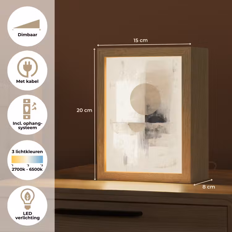 Cirkel - Compositie - Diepte - Beige Light Box met kabel (Tafellamp) klein -USP_NL