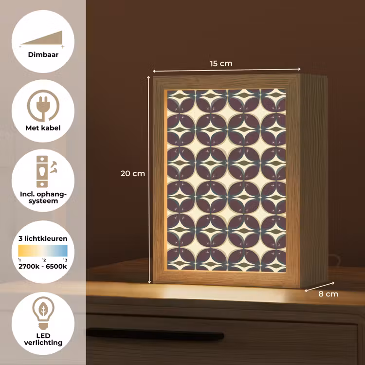 Cirkel - Retro - Kleurrijk Light Box met kabel (Tafellamp) klein 925 -USP_NL