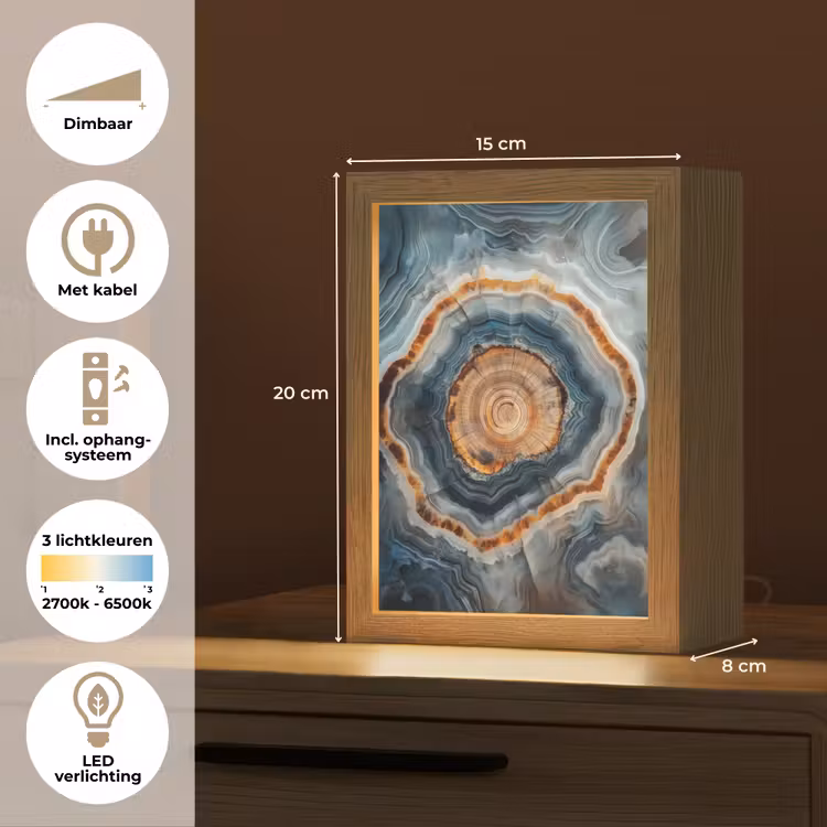 Cirkel - Ringen - Steen - Tinten Light Box met kabel (Tafellamp) klein -USP_NL