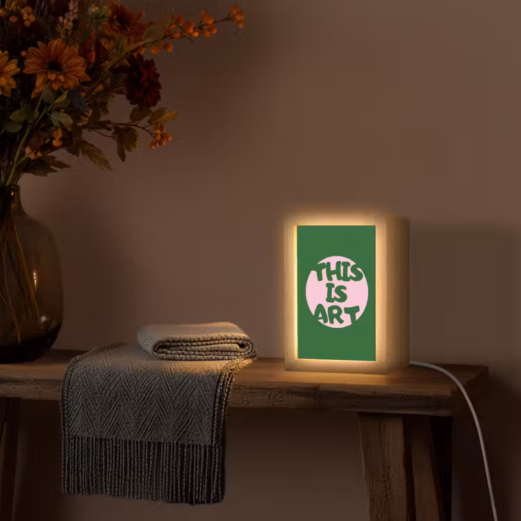 Cirkel - Roze - Tekst - Art Light Box met kabel (Tafellamp) klein -sfeer4