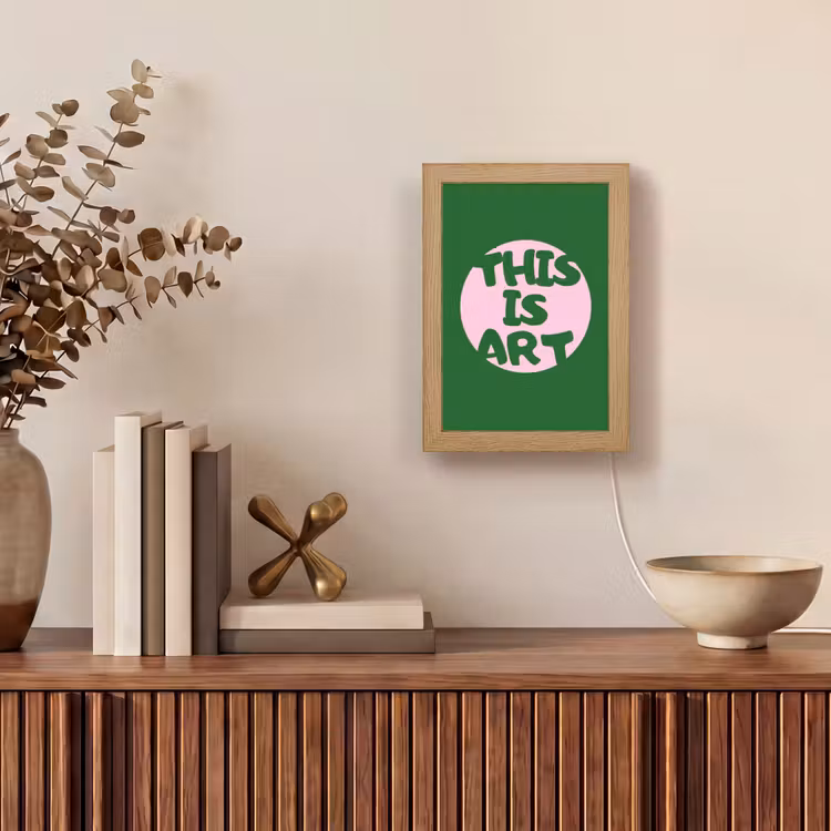 Cirkel - Roze - Tekst - Art Light Box met kabel (Tafellamp) klein -sfeer2