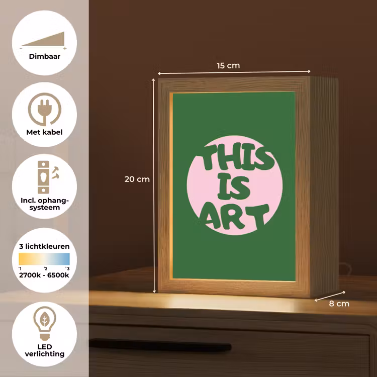 Cirkel - Roze - Tekst - Art Light Box met kabel (Tafellamp) klein -USP_NL