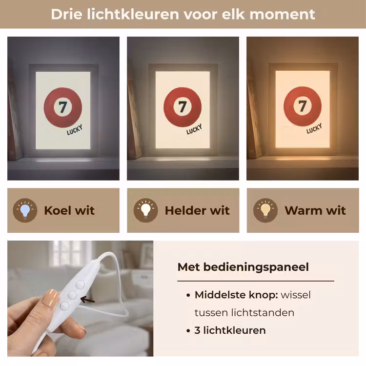 Cirkel - Zeven - Lucky - Rood Light Box met kabel (Tafellamp) klein -USP_lichtkleurNL