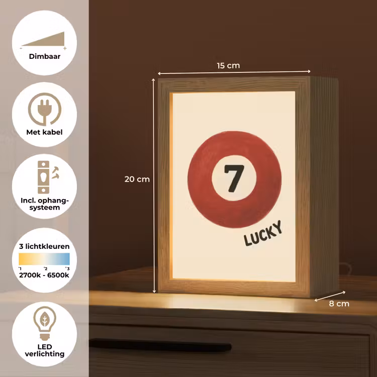 Cirkel - Zeven - Lucky - Rood Light Box met kabel (Tafellamp) klein -USP_NL