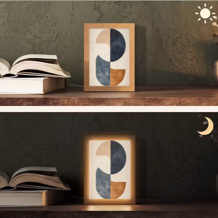 Cirkels - Abstract - Kleurrijk Light Box met kabel (Tafellamp) klein -sfeer3