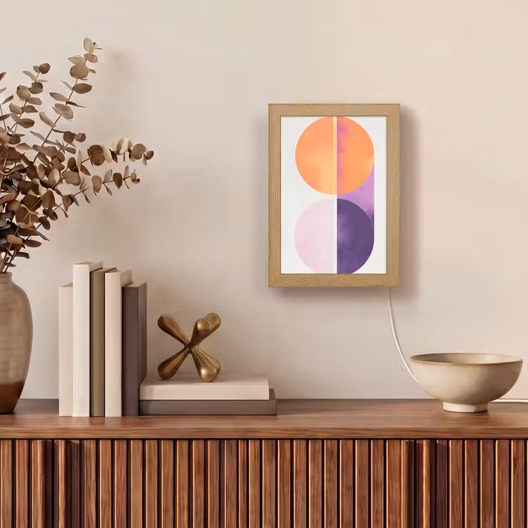 Cirkels - Abstract - Paars Light Box met kabel (Tafellamp) klein -sfeer2