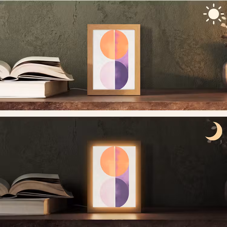 Cirkels - Abstract - Paars Light Box met kabel (Tafellamp) klein -sfeer3