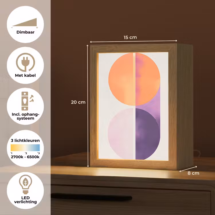 Cirkels - Abstract - Paars Light Box met kabel (Tafellamp) klein -USP_NL