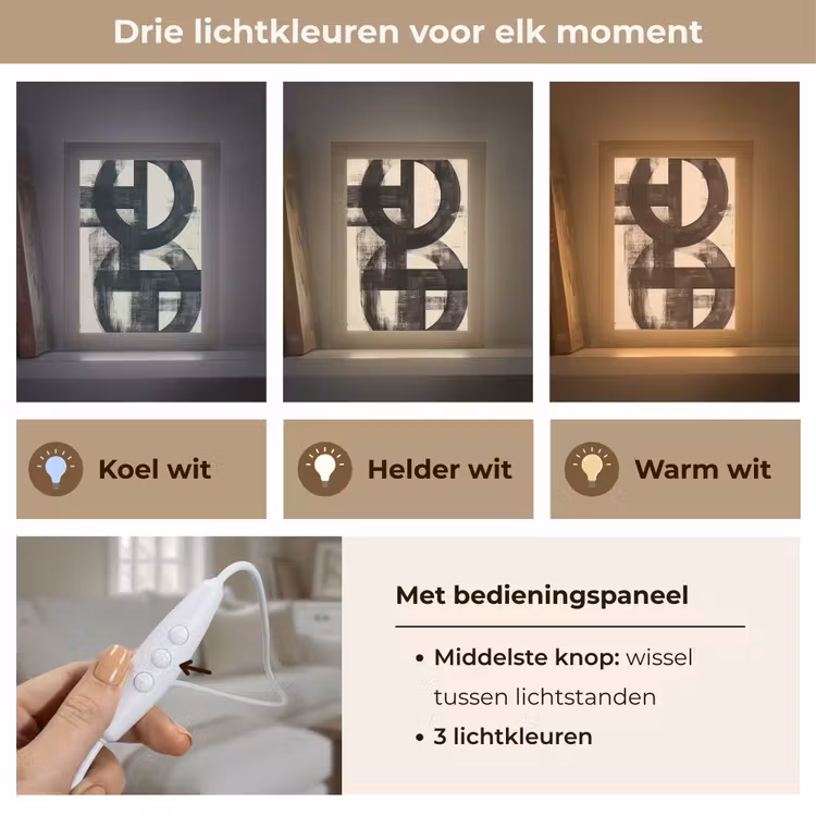 Cirkels - Balken - Zwart - Abstract Light Box met kabel (Tafellamp) klein -USP_lichtkleurNL