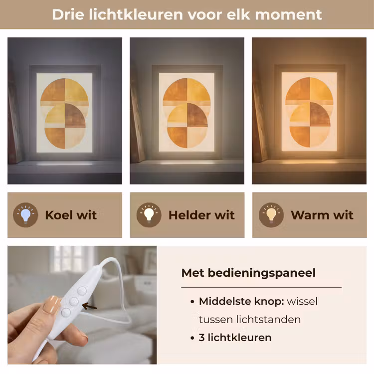 Cirkels - Geel - Minimalistisch Light Box met kabel (Tafellamp) klein -USP_lichtkleurNL