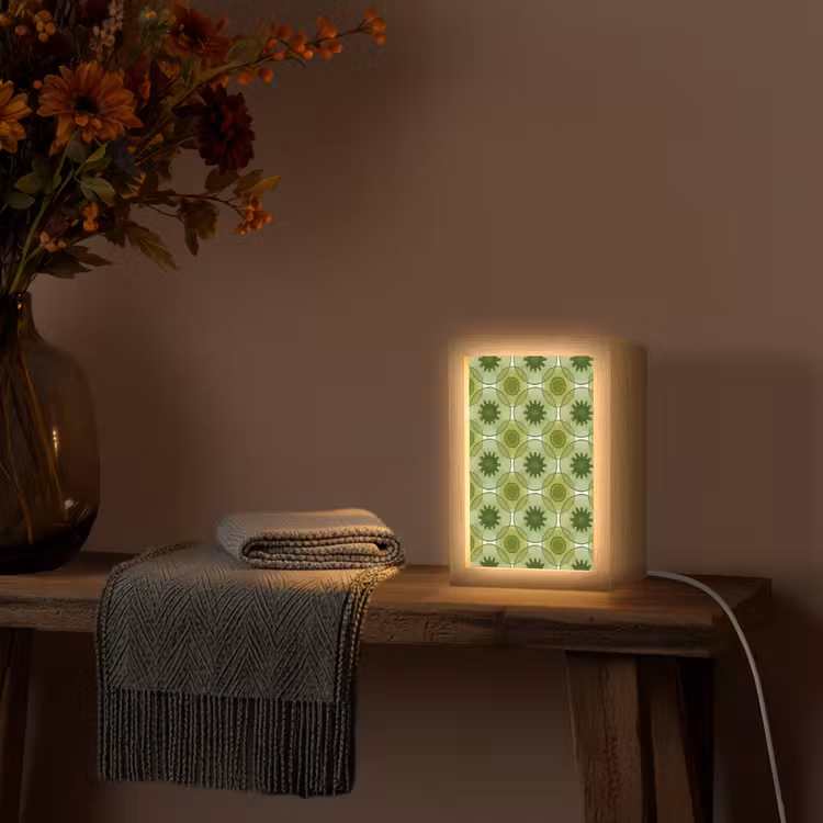 Cirkels - Patroon - Groen Light Box met kabel (Tafellamp) klein 925 -sfeer4