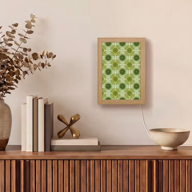 Cirkels - Patroon - Groen Light Box met kabel (Tafellamp) klein 925 -sfeer2