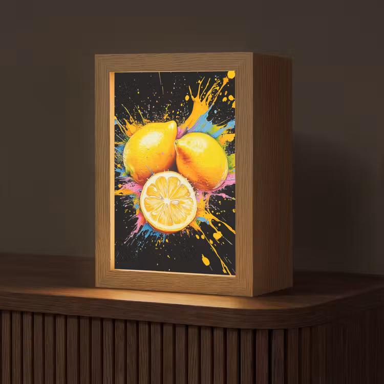Citroen - Graffiti - Kleurrijk - Verf - Modern Light Box met kabel (Tafellamp) klein -z3d_website