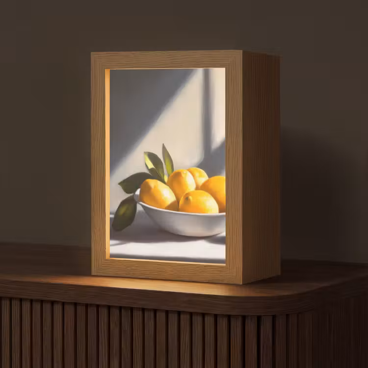 Citroenen - Stilleven - Geel Light Box met kabel (Tafellamp) klein -z3d_website