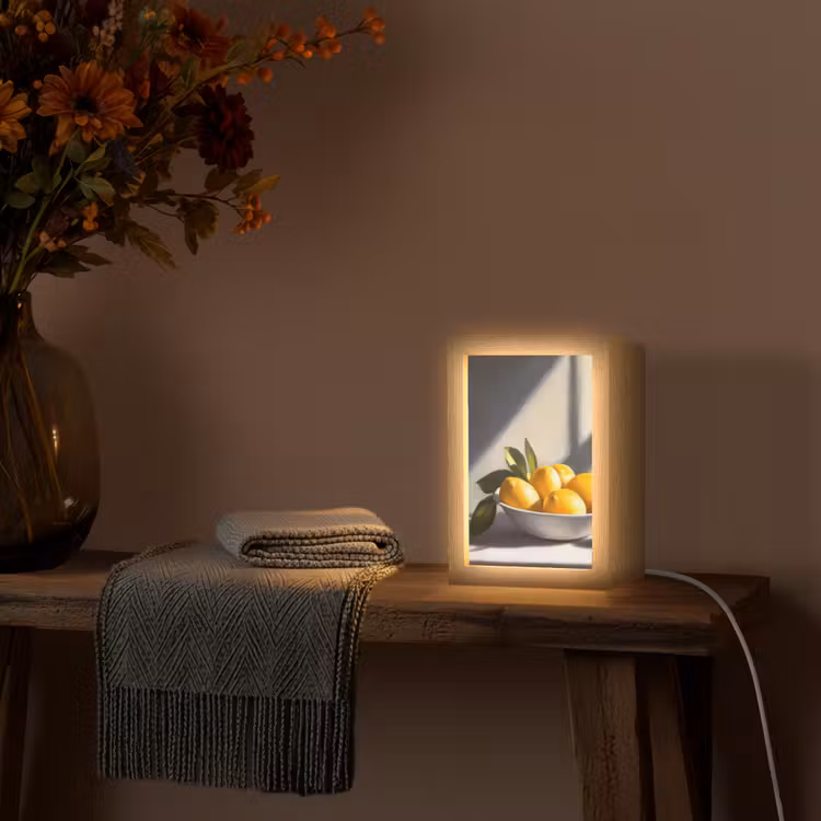 Citroenen - Stilleven - Geel Light Box met kabel (Tafellamp) klein -sfeer4