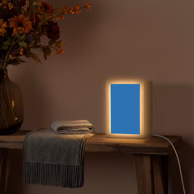 Classic - Azure - Blauw Light Box met kabel (Tafellamp) klein 925 -sfeer4