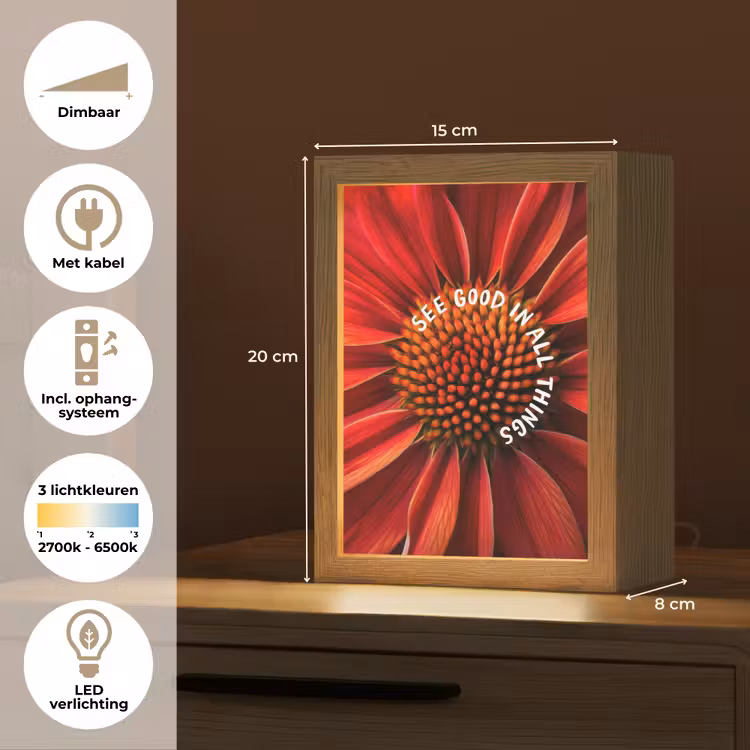 Close up - Bloem - Quote - Rood Light Box met kabel (Tafellamp) klein -USP_NL