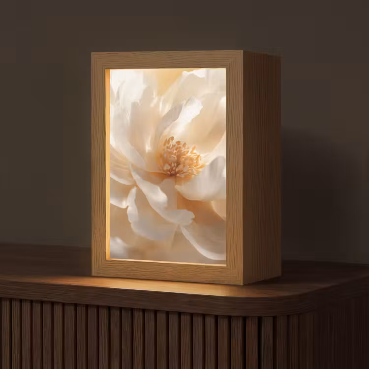Close up - Pioenroos - Wit Light Box met kabel (Tafellamp) klein -z3d_website