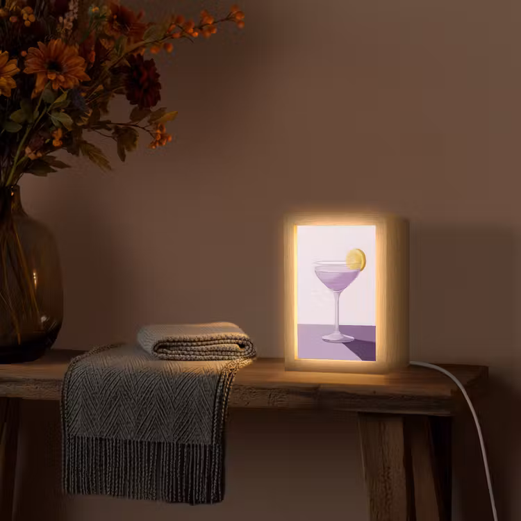 Cocktail - Paars - Minimalistisch - Citroen Light Box met kabel (Tafellamp) klein -sfeer4