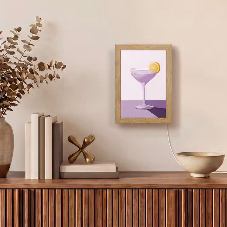 Cocktail - Paars - Minimalistisch - Citroen Light Box met kabel (Tafellamp) klein -sfeer2