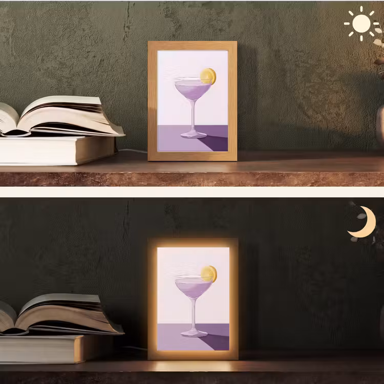 Cocktail - Paars - Minimalistisch - Citroen Light Box met kabel (Tafellamp) klein -sfeer3