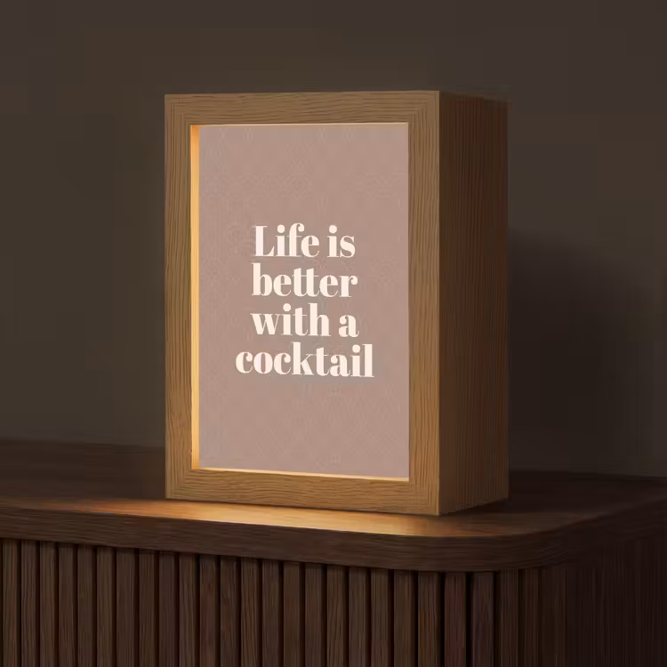 Cocktail - Tekst - Patroon - Wit Light Box met kabel (Tafellamp) klein -z3d_website