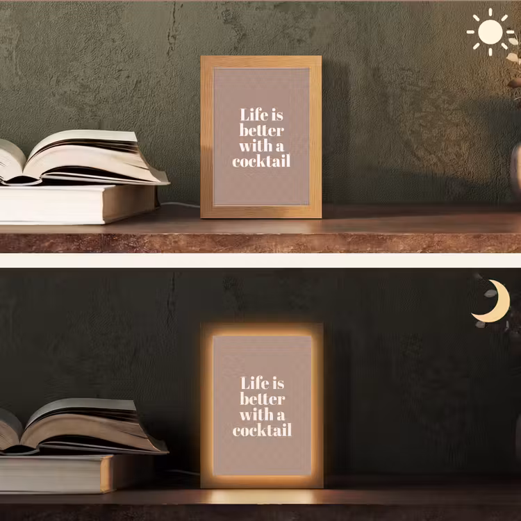 Cocktail - Tekst - Patroon - Wit Light Box met kabel (Tafellamp) klein -sfeer3