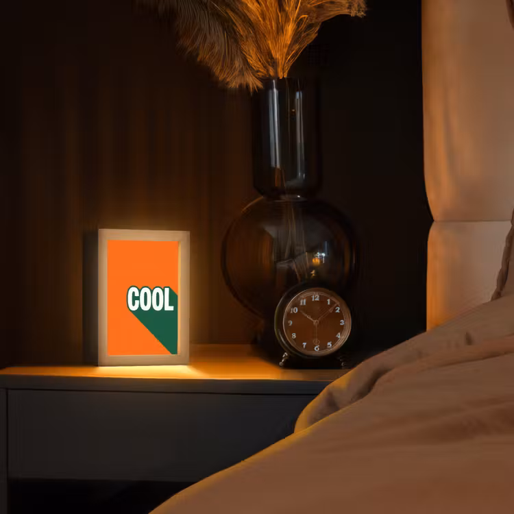 Cool - Oranje - Groen Light Box met kabel (Tafellamp) klein -sfeer1