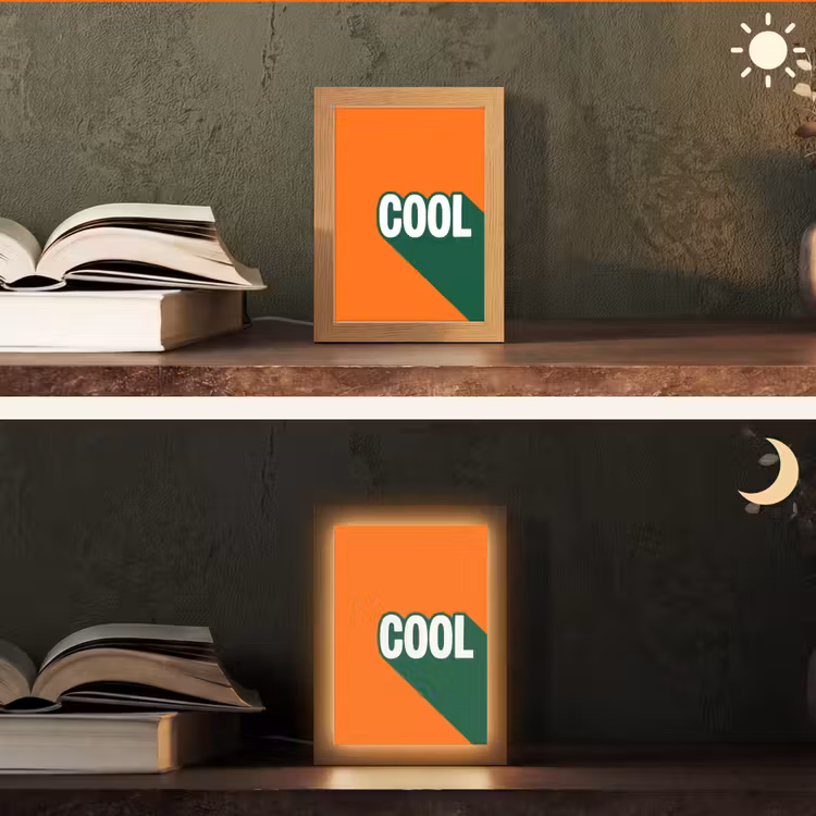 Cool - Oranje - Groen Light Box met kabel (Tafellamp) klein -sfeer3