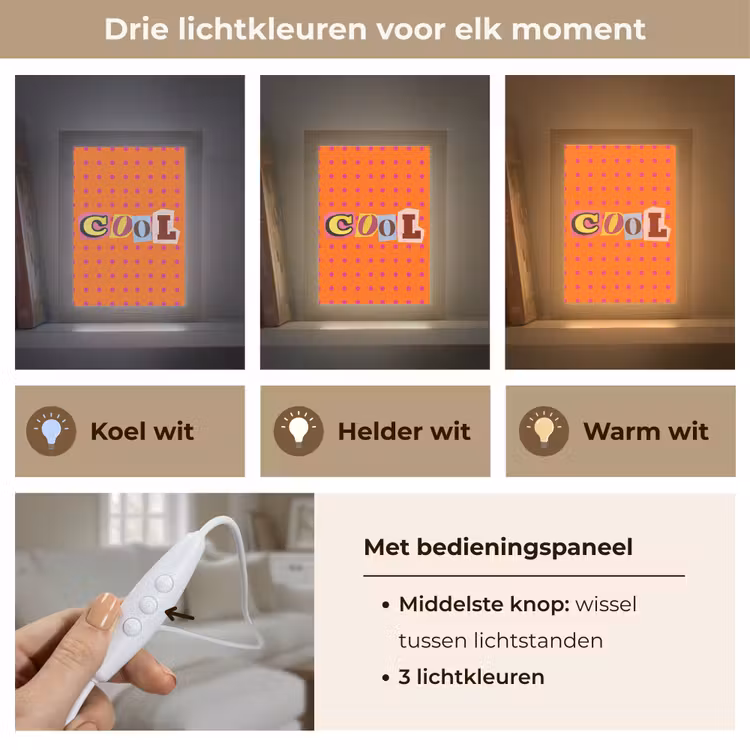 Cool - Stippen - Oranje Light Box met kabel (Tafellamp) klein -USP_lichtkleurNL