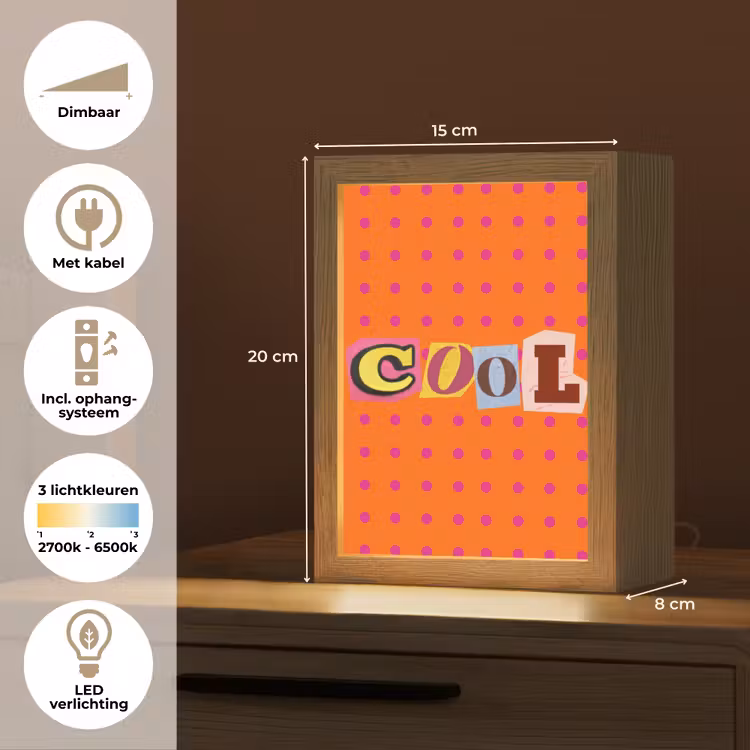Cool - Stippen - Oranje Light Box met kabel (Tafellamp) klein -USP_NL